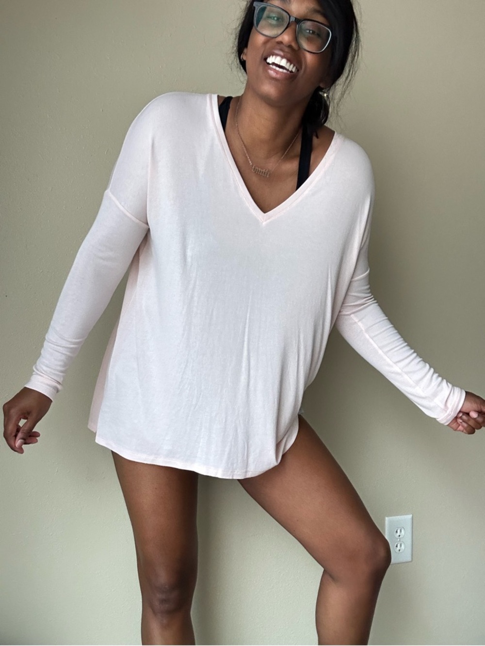 Vince Light Pink Long Sleeve Relaxed Fit Long Sleeve Top Size Medium
